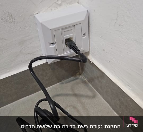 שקע רשת עם כבל מחובר על קיר